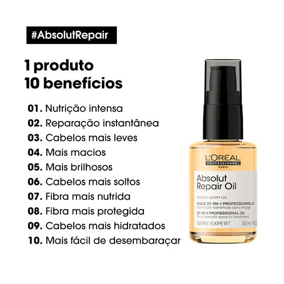 &Oacute;leo Reparador 10 em 1 L'Or&eacute;al Professionnel Absolut Repair Gold Quinoa