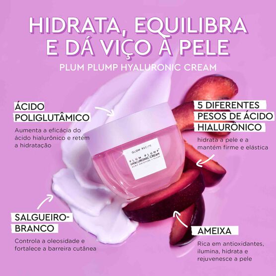 HIDRATANTE FACIAL COM HIALURONICO GLOW RECIPE PLUM PLUMP REFILL